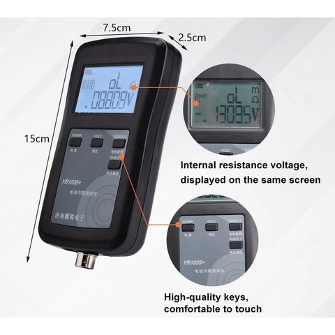 Probador de resistencia interna Yaorea YR1035+, hasta 200 Ω, hasta 100 V, con soporte Vista previa  1