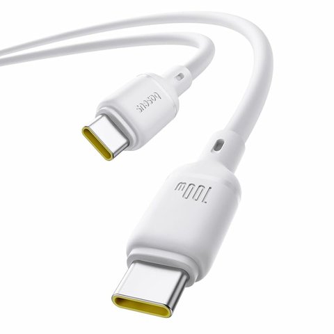 USB Cable Baseus Silky, (2xUSB type-C, 200 cm, 100 W, white, silicone) #P10377704213-01 Preview 2