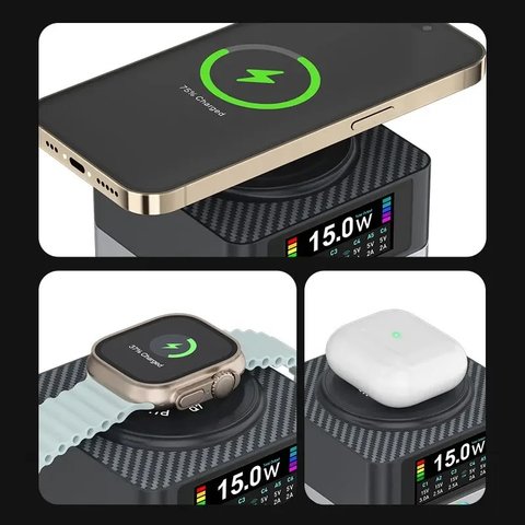 Adaptador de red RELIFE Q7, W, Wireless Charge, Quick Charge, 6 puertos Vista previa  3