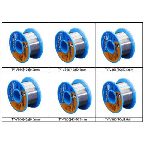 Припій Mechanic TY-V866, Sn 63% , Pb 37%, флюс 1-3%, 0,4 мм, 40 г Прев'ю 1