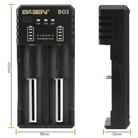 Зарядное устройство Basen BO-2, для Li-ion, Ni-Cd, Ni-MH аккумуляторов, вход 5V 2A Превью 1