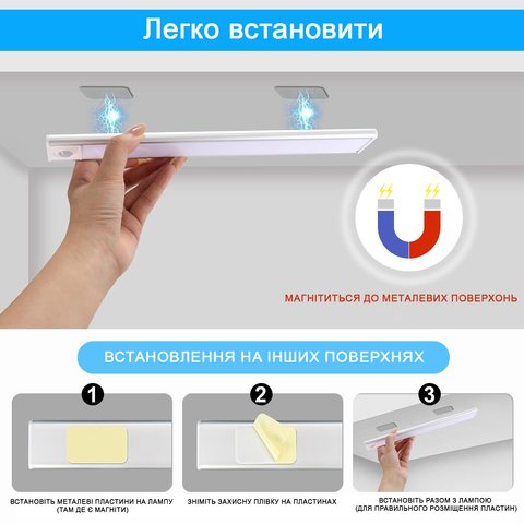 Нічник KH-UC-018B, алюмінієвий, з пультом, з датчиком руху, з акумулятором, з кабелем, 80 см, 4 Вт, чорний Прев'ю 2