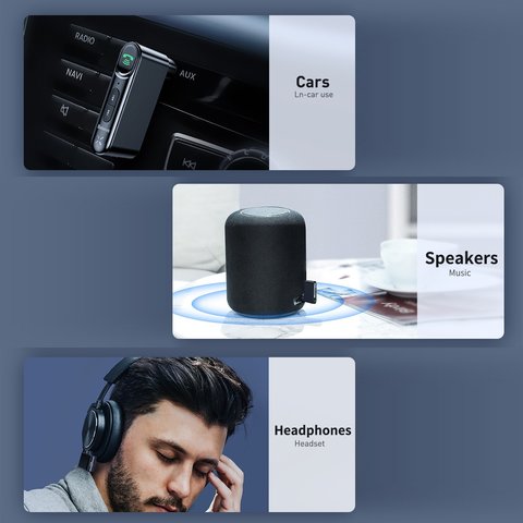 FM-трансмітер Baseus Qiyin, чорний, з кнопкою, з Bluetooth, TRS 3.5 мм, micro-USB тип-B, #WXQY010001 Прев'ю 1